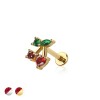 CZ CHERRY TOP 316L SURGICAL STEEL THREADLESS (PUSH IN ) LABRET SET